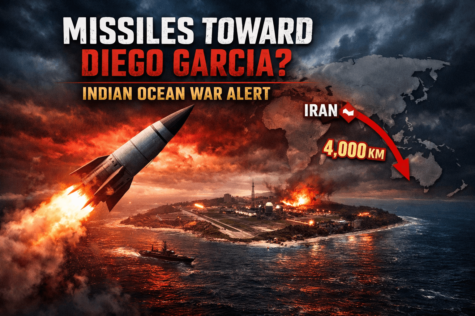 Wavethenews Map showing distance from Iran to Diego Garcia in Indian Ocean