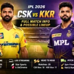 CSK vs KKR IPL 2026: Full Match Info, Pitch Report & Playing XI